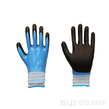 Nitrile Series Blue Black Nylon-Lined Foam Nitrile Gloves